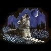 Sitting down wolf howling at the moon tee shirt