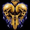 Double skull with connecting heart breastbone shirt