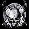 Viking warrior skull with horns tees