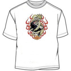 Flaming black panther and dragon tribal tee shirt