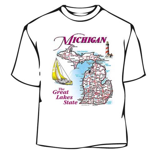 Michigan Map T-Shirt-Cool Tees-Funny T-Shirts