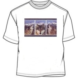 Three pane portrait wolves tee shirt