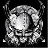 Viking warrior skull with horns tees