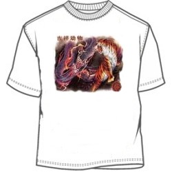 Asian dragon fighting tiger symbol shirt